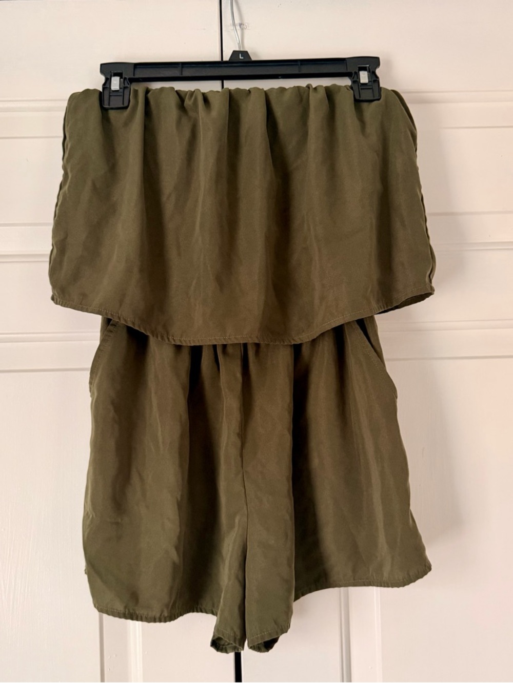 Olive Strapless Romper Size Small Flowy Casual